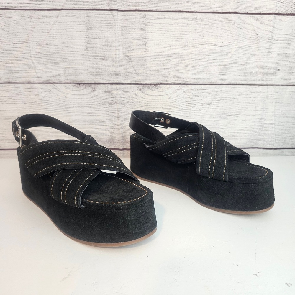 Free People 10 Beach Party Platform Criss Cross Suede Platform Sandals NWOB $148 - Picture 13 of 14